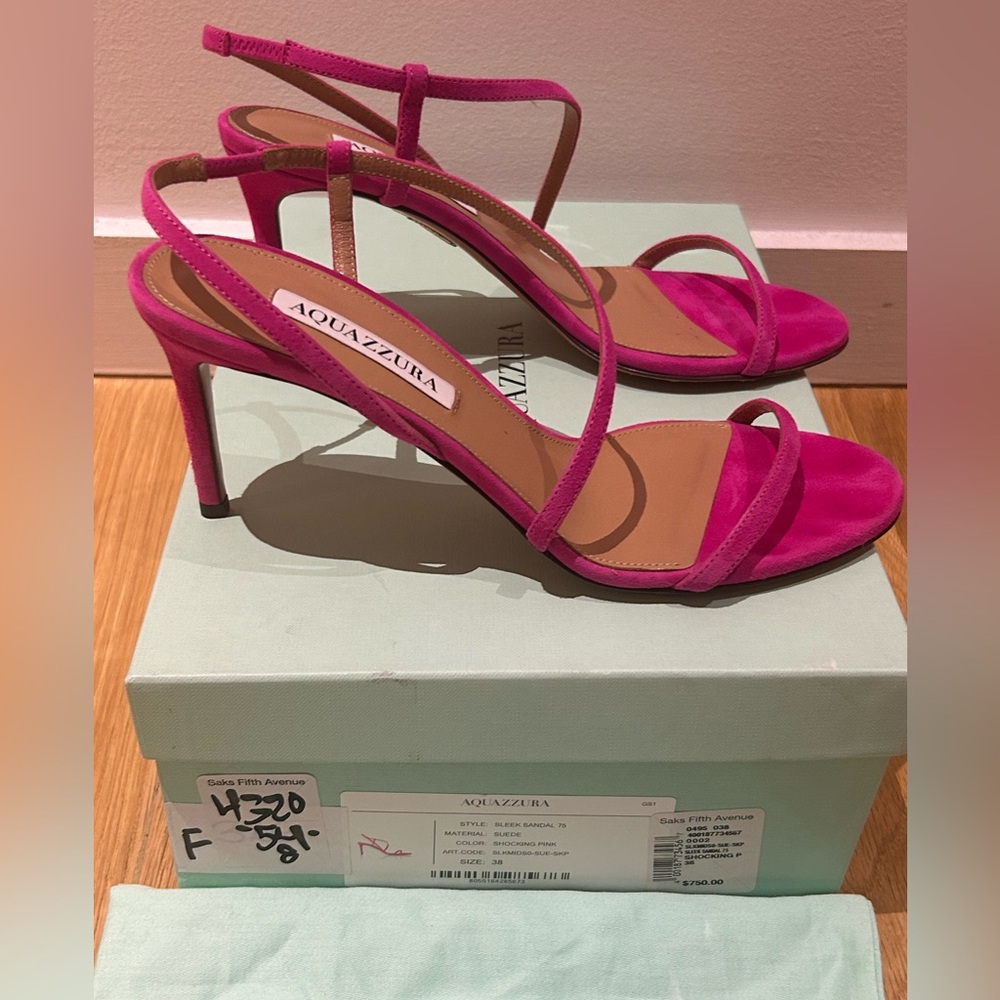 AQUAZZURA Sleek 75MM Strappy Suede Sandals - Picture 12 of 16